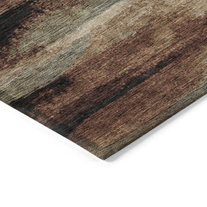 Homeroots 3' Abstract Washable Indoor Outdoor Area Rug In Teal Blue And Navy – Perfect For High Traffic Spaces! Brown Polyester 612527