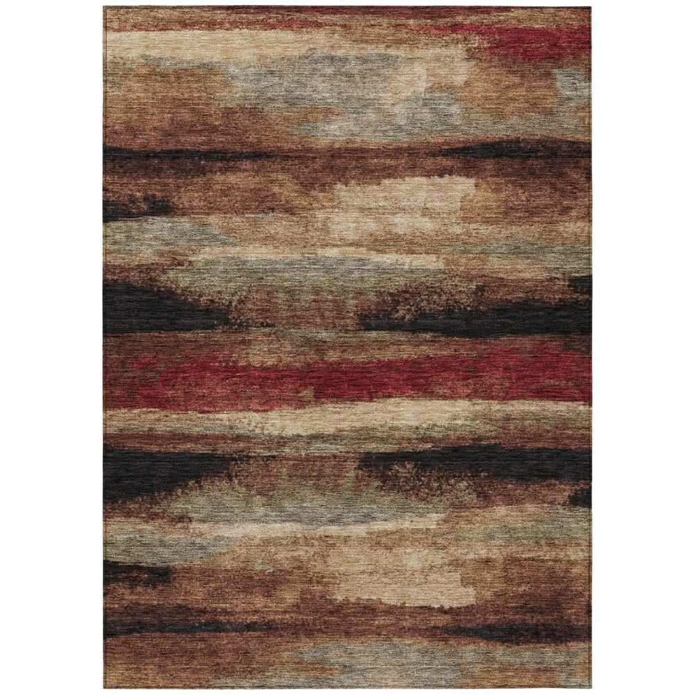 HomeRoots 5' Abstract Area Rug in Brown, Beige & Burgundy – Durable, Washable, Ideal for Indoor & Outdoor Use 5' X 8' 612528