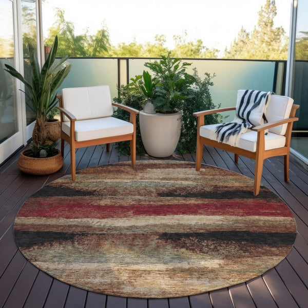 Homeroots 3' Abstract Washable Indoor Outdoor Area Rug In Teal Blue And Navy – Perfect For High Traffic Spaces! Brown Polyester 612529
