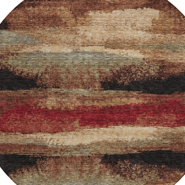 Homeroots 3' Abstract Washable Indoor Outdoor Area Rug In Teal Blue And Navy – Perfect For High Traffic Spaces! Brown Polyester 612529