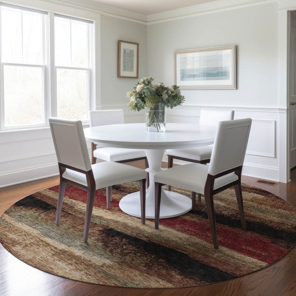 Homeroots 3' Abstract Washable Indoor Outdoor Area Rug In Teal Blue And Navy – Perfect For High Traffic Spaces! Brown Polyester 612529