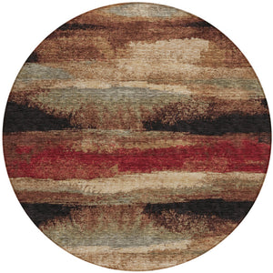 Homeroots 3' Abstract Washable Indoor Outdoor Area Rug In Teal Blue And Navy – Perfect For High Traffic Spaces! Brown Polyester 612529