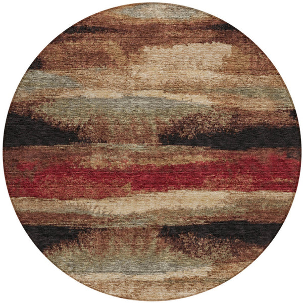 Homeroots 3' Abstract Washable Indoor Outdoor Area Rug In Teal Blue And Navy – Perfect For High Traffic Spaces! Brown Polyester 612529