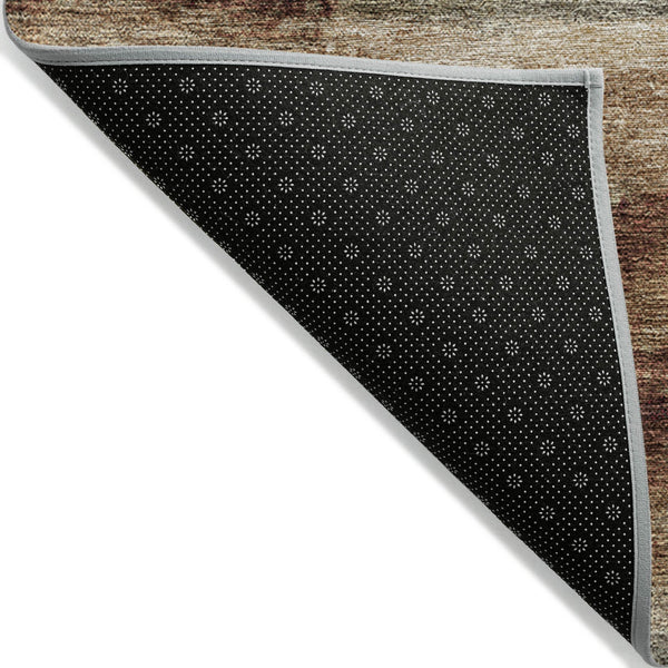 Homeroots 3' Abstract Washable Indoor Outdoor Area Rug In Teal Blue And Navy – Perfect For High Traffic Spaces! Brown Polyester 612530