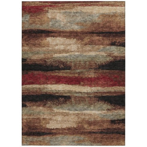 Homeroots 3' Abstract Washable Indoor Outdoor Area Rug In Teal Blue And Navy – Perfect For High Traffic Spaces! Brown Polyester 612530