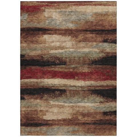 Homeroots 3' Abstract Washable Indoor Outdoor Area Rug In Teal Blue And Navy – Perfect For High Traffic Spaces! Brown Polyester 612530