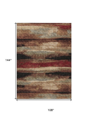 Homeroots 3' Abstract Washable Indoor Outdoor Area Rug In Teal Blue And Navy – Perfect For High Traffic Spaces! Brown Polyester 612531