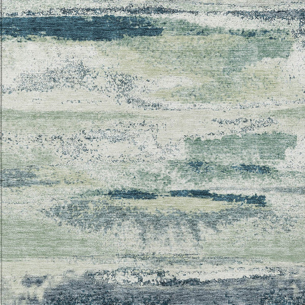 Homeroots 3' Abstract Washable Indoor Outdoor Area Rug In Teal Blue And Navy – Perfect For High Traffic Spaces! Mint Green Polyester 612533