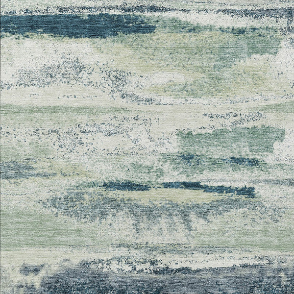 Homeroots 3' Abstract Washable Indoor Outdoor Area Rug In Teal Blue And Navy – Perfect For High Traffic Spaces! Mint Green Polyester 612534