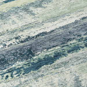 Homeroots 3' Abstract Washable Indoor Outdoor Area Rug In Teal Blue And Navy – Perfect For High Traffic Spaces! Mint Green Polyester 612535