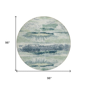 Homeroots 3' Abstract Washable Indoor Outdoor Area Rug In Teal Blue And Navy – Perfect For High Traffic Spaces! Mint Green Polyester 612535