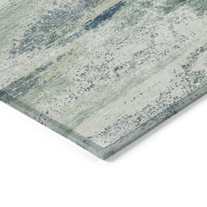 Homeroots 3' Abstract Washable Indoor Outdoor Area Rug In Teal Blue And Navy – Perfect For High Traffic Spaces! Mint Green Polyester 612537