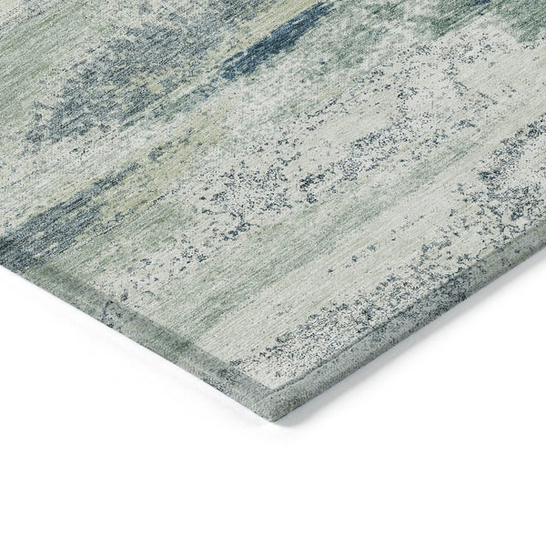 Homeroots 3' Abstract Washable Indoor Outdoor Area Rug In Teal Blue And Navy – Perfect For High Traffic Spaces! Mint Green Polyester 612537