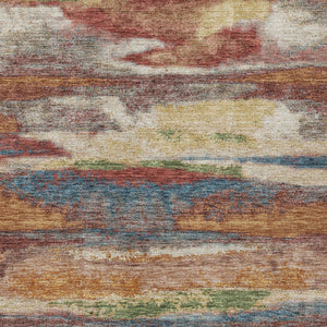 Homeroots 3' Abstract Washable Indoor Outdoor Area Rug In Teal Blue And Navy – Perfect For High Traffic Spaces! Orange Polyester 612539