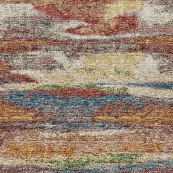 Homeroots 3' Abstract Washable Indoor Outdoor Area Rug In Teal Blue And Navy – Perfect For High Traffic Spaces! Orange Polyester 612539