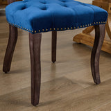 English Elm French Vintage Tufted Upholstered Fabric Dining Chair,Set Of 2,Blue,Sw1869Bl