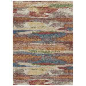 Homeroots 3' Abstract Washable Indoor Outdoor Area Rug In Teal Blue And Navy – Perfect For High Traffic Spaces! Orange Polyester 612540