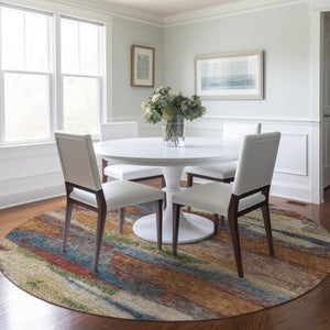 Homeroots 3' Abstract Washable Indoor Outdoor Area Rug In Teal Blue And Navy – Perfect For High Traffic Spaces! Orange Polyester 612541