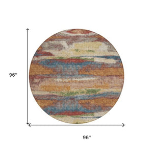 Homeroots 3' Abstract Washable Indoor Outdoor Area Rug In Teal Blue And Navy – Perfect For High Traffic Spaces! Orange Polyester 612541