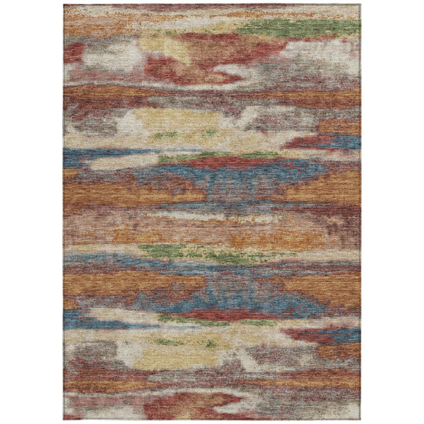 Homeroots 3' Abstract Washable Indoor Outdoor Area Rug In Teal Blue And Navy – Perfect For High Traffic Spaces! Orange Polyester 612542