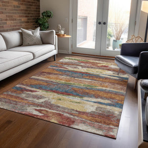 Homeroots 3' Abstract Washable Indoor Outdoor Area Rug In Teal Blue And Navy – Perfect For High Traffic Spaces! Orange Polyester 612542