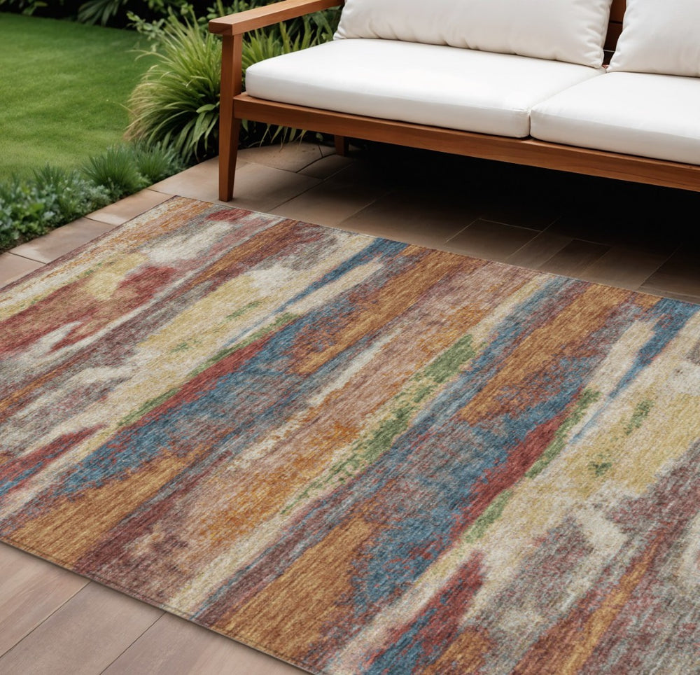 HomeRoots 5' Vibrant Abstract Washable Area Rug – Durable Indoor/Outdoor Design for Modern Spaces & Easy Care 9' X 12' 612543