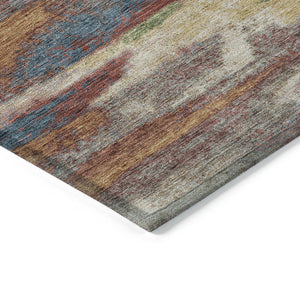 Homeroots 3' Abstract Washable Indoor Outdoor Area Rug In Teal Blue And Navy – Perfect For High Traffic Spaces! Orange Polyester 612543