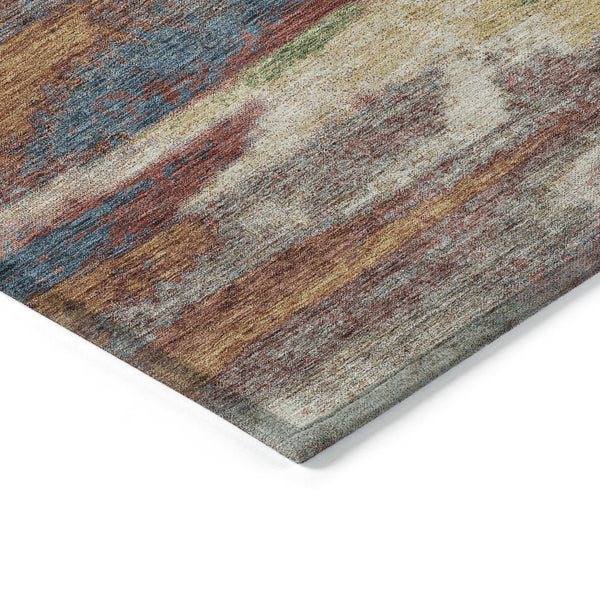 Homeroots 3' Abstract Washable Indoor Outdoor Area Rug In Teal Blue And Navy – Perfect For High Traffic Spaces! Orange Polyester 612543