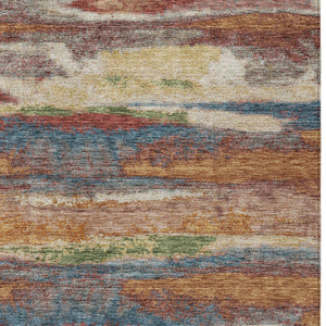 Homeroots 3' Abstract Washable Indoor Outdoor Area Rug In Teal Blue And Navy – Perfect For High Traffic Spaces! Orange Polyester 612544