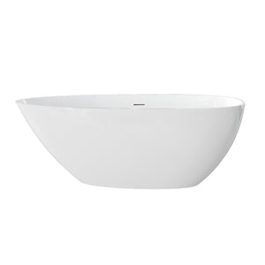 English Elm 59" Stone Resin Freestanding Soaking Tub Spa Grade Oval Design for Modern Baths Glossy White W1920P410046