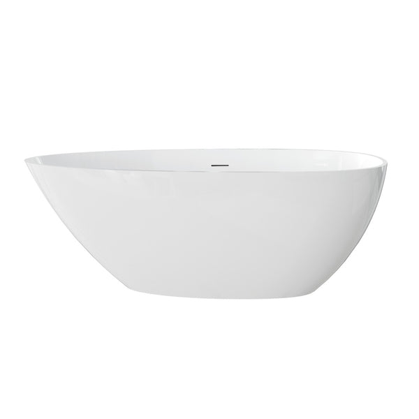 English Elm 59" Stone Resin Freestanding Soaking Tub Spa Grade Oval Design for Modern Baths Glossy White W1920P410046