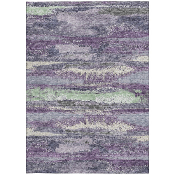 Homeroots 3' Abstract Washable Indoor Outdoor Area Rug In Teal Blue And Navy – Perfect For High Traffic Spaces! Purple Polyester 612546