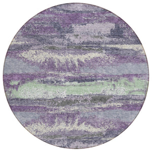 HomeRoots 5' Vibrant Purple and Lavender Abstract Area Rug – Washable, Durable, Ideal for Indoor or Outdoor Use 8' Round 612547