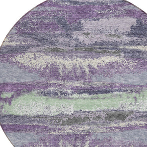 Homeroots 3' Abstract Washable Indoor Outdoor Area Rug In Teal Blue And Navy – Perfect For High Traffic Spaces! Purple Polyester 612547