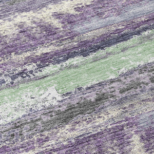 Homeroots 3' Abstract Washable Indoor Outdoor Area Rug In Teal Blue And Navy – Perfect For High Traffic Spaces! Purple Polyester 612547