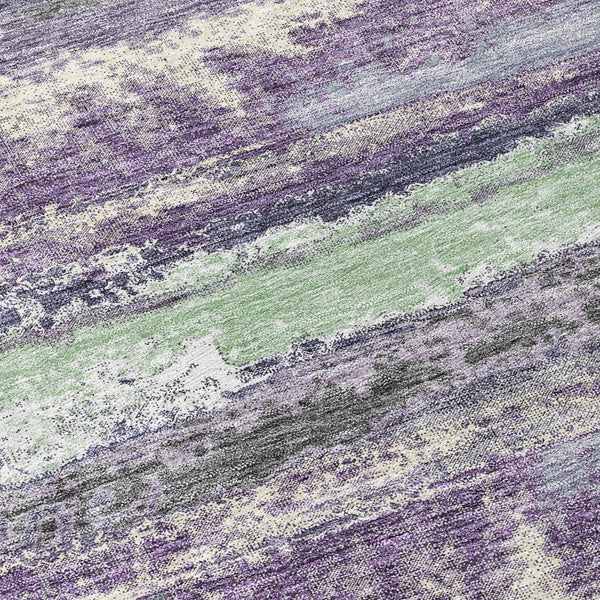 Homeroots 3' Abstract Washable Indoor Outdoor Area Rug In Teal Blue And Navy – Perfect For High Traffic Spaces! Purple Polyester 612547