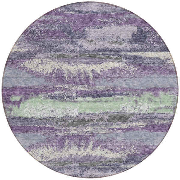 Homeroots 3' Abstract Washable Indoor Outdoor Area Rug In Teal Blue And Navy – Perfect For High Traffic Spaces! Purple Polyester 612547