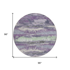 Homeroots 3' Abstract Washable Indoor Outdoor Area Rug In Teal Blue And Navy – Perfect For High Traffic Spaces! Purple Polyester 612547