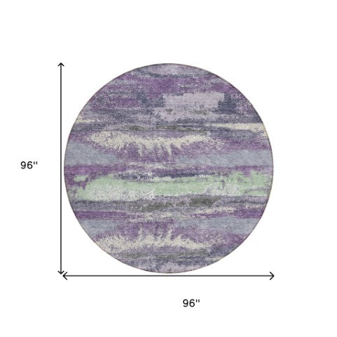 Homeroots 3' Abstract Washable Indoor Outdoor Area Rug In Teal Blue And Navy – Perfect For High Traffic Spaces! Purple Polyester 612547