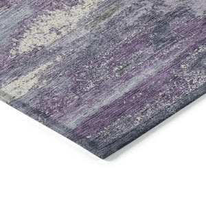 Homeroots 3' Abstract Washable Indoor Outdoor Area Rug In Teal Blue And Navy – Perfect For High Traffic Spaces! Purple Polyester 612548