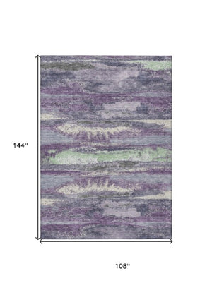 Homeroots 3' Abstract Washable Indoor Outdoor Area Rug In Teal Blue And Navy – Perfect For High Traffic Spaces! Purple Polyester 612549