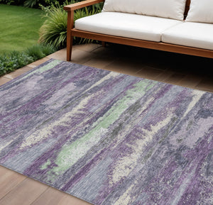 Homeroots 3' Abstract Washable Indoor Outdoor Area Rug In Teal Blue And Navy – Perfect For High Traffic Spaces! Purple Polyester 612549