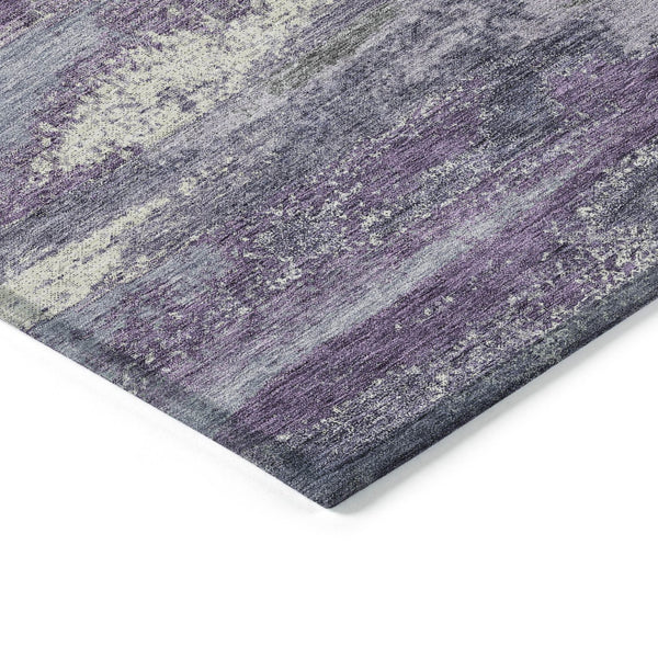 Homeroots 3' Abstract Washable Indoor Outdoor Area Rug In Teal Blue And Navy – Perfect For High Traffic Spaces! Purple Polyester 612549