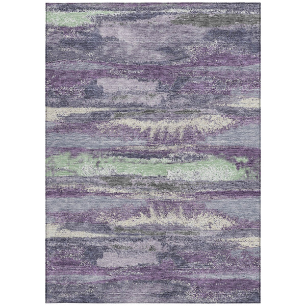 Homeroots 3' Abstract Washable Indoor Outdoor Area Rug In Teal Blue And Navy – Perfect For High Traffic Spaces! Purple Polyester 612550