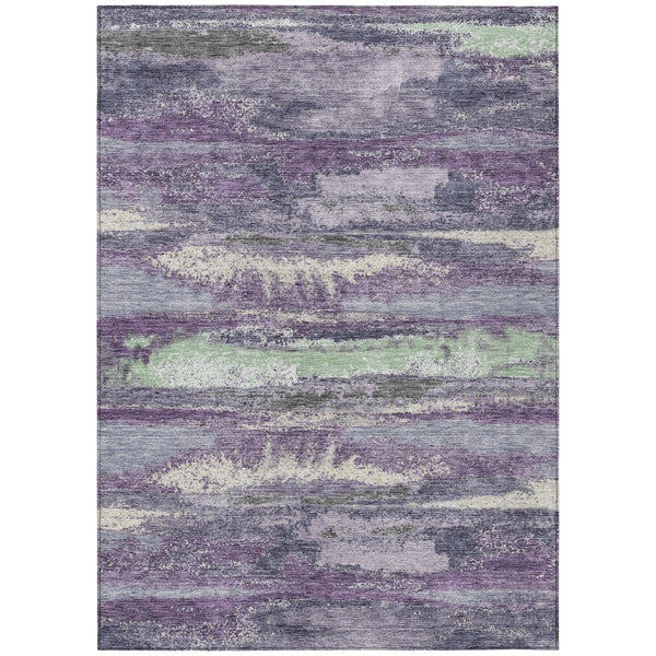 Homeroots 3' Abstract Washable Indoor Outdoor Area Rug In Teal Blue And Navy – Perfect For High Traffic Spaces! Purple Polyester 612550