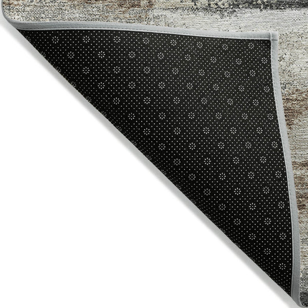 Homeroots 3' Abstract Washable Indoor Outdoor Area Rug In Teal Blue And Navy – Perfect For High Traffic Spaces! Taupe Polyester 612551