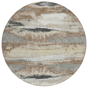 HomeRoots 5' Stylish Abstract Washable Area Rug - Durable, Stain-Resistant Design for Indoor & Outdoor Spaces 8' Round 612553