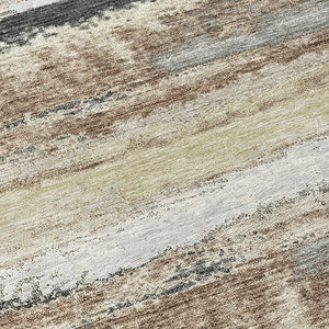 Homeroots 3' Abstract Washable Indoor Outdoor Area Rug In Teal Blue And Navy – Perfect For High Traffic Spaces! Taupe Polyester 612553