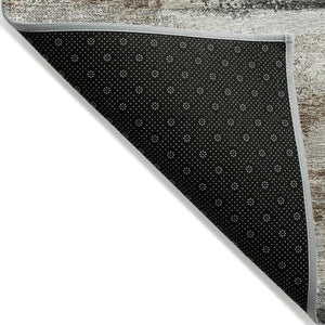 Homeroots 3' Abstract Washable Indoor Outdoor Area Rug In Teal Blue And Navy – Perfect For High Traffic Spaces! Taupe Polyester 612554