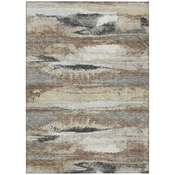 HomeRoots 5' Stylish Abstract Washable Area Rug - Durable, Stain-Resistant Design for Indoor & Outdoor Spaces 10' X 14' 612556
